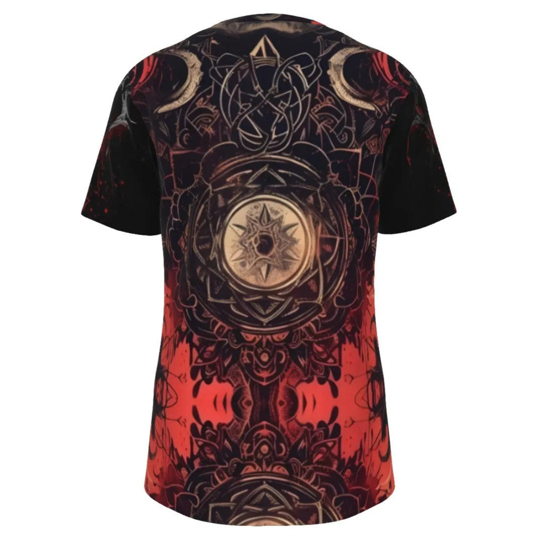 Infernal Mandala Halloween Costume Ideas Skull T-Shirt, Custom T Shirts, Gothic Horror Tee, Dark Mandala Art Shirt, Occult Spooky Top