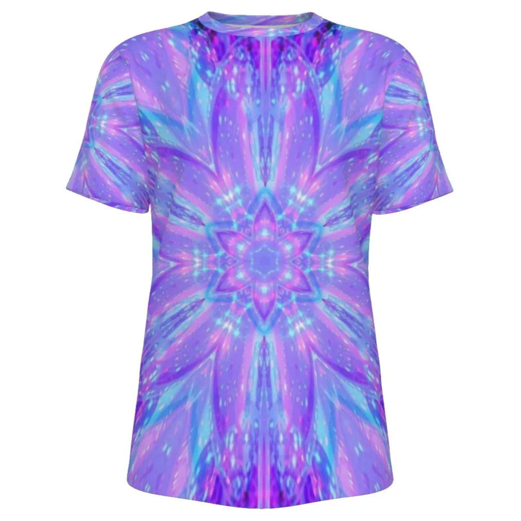 Kaleio Galaxy T-Shirt, Trippy Holographic Space Tee, Psychedelic Cosmic Mandala Shirt, Festival Graphic Tee for Men and Women