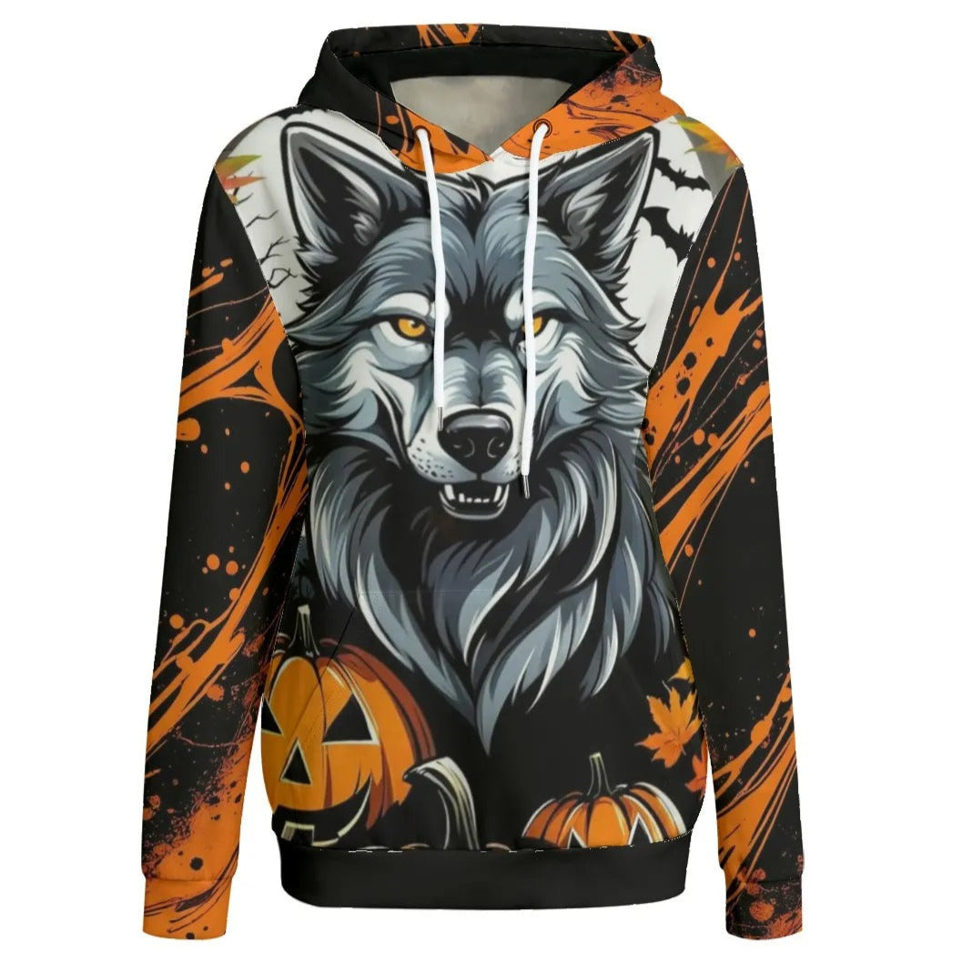 Howling Halloween Costumes Night Wolf Women’s Hoodie, Spooky Pumpkin Bat Essentials Hoodie, Gothic Halloween Hooded Top, Halloween Horror Nights