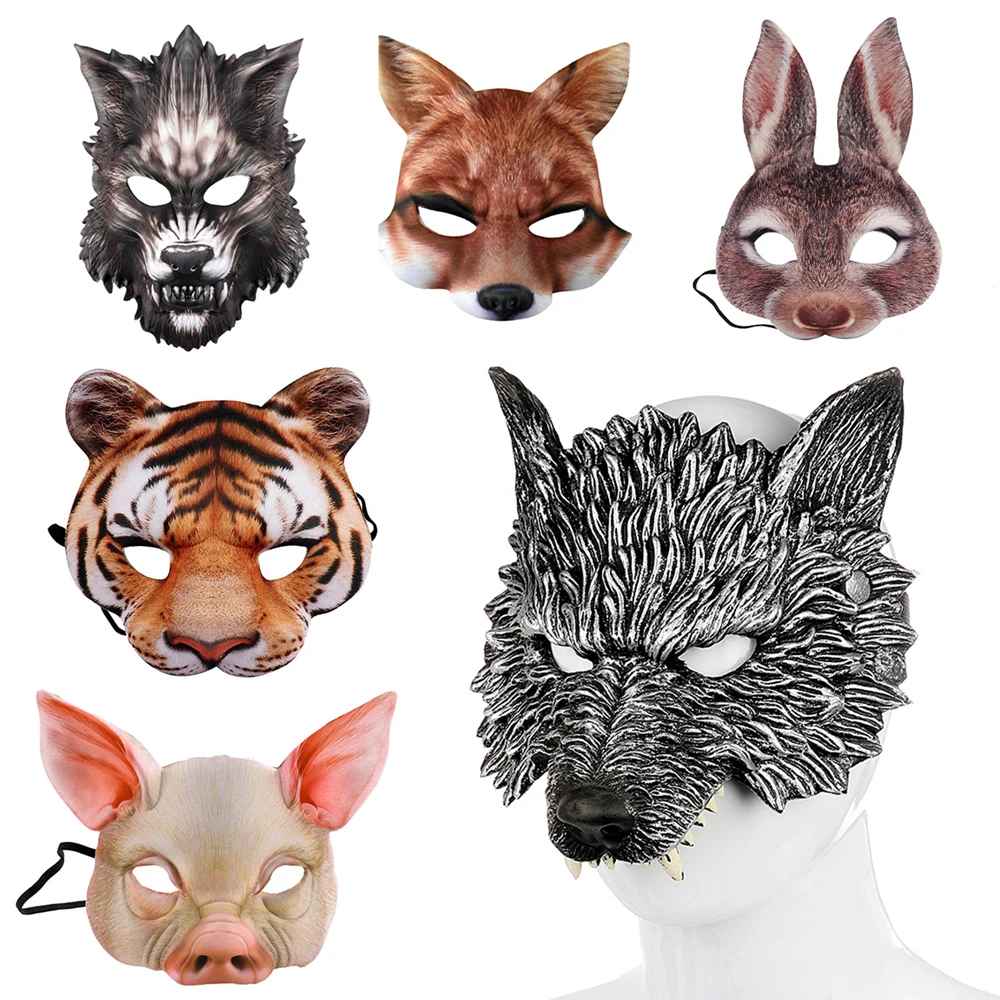 Animal Mask, Scary Mask, 3D Realistic Half Face Mask, Halloween Decorations, Birthday Party, Game Cosplay Costume Accessories