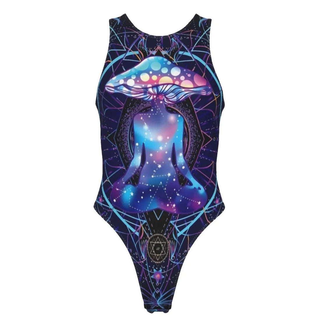 Mystic Mushroom Awakening Swimsuit, Psychedelic Spiritual Swimwear, Cosmic Mushroom Bathing Suit, Visionary Art Beachwear, Boho Mystic Style