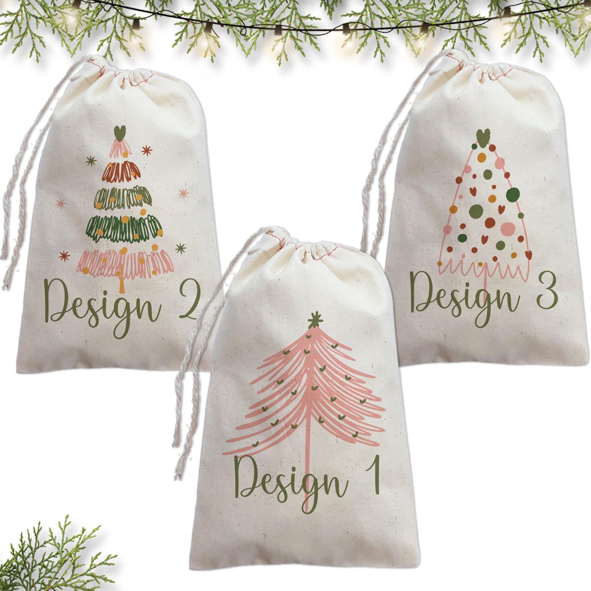 Boho Christmas Bag with Name, Personalized Holiday Favor Santa Sack, Xmas Hangover Kit, Chic Holiday Bachelorette Party Favor, Gift Sack