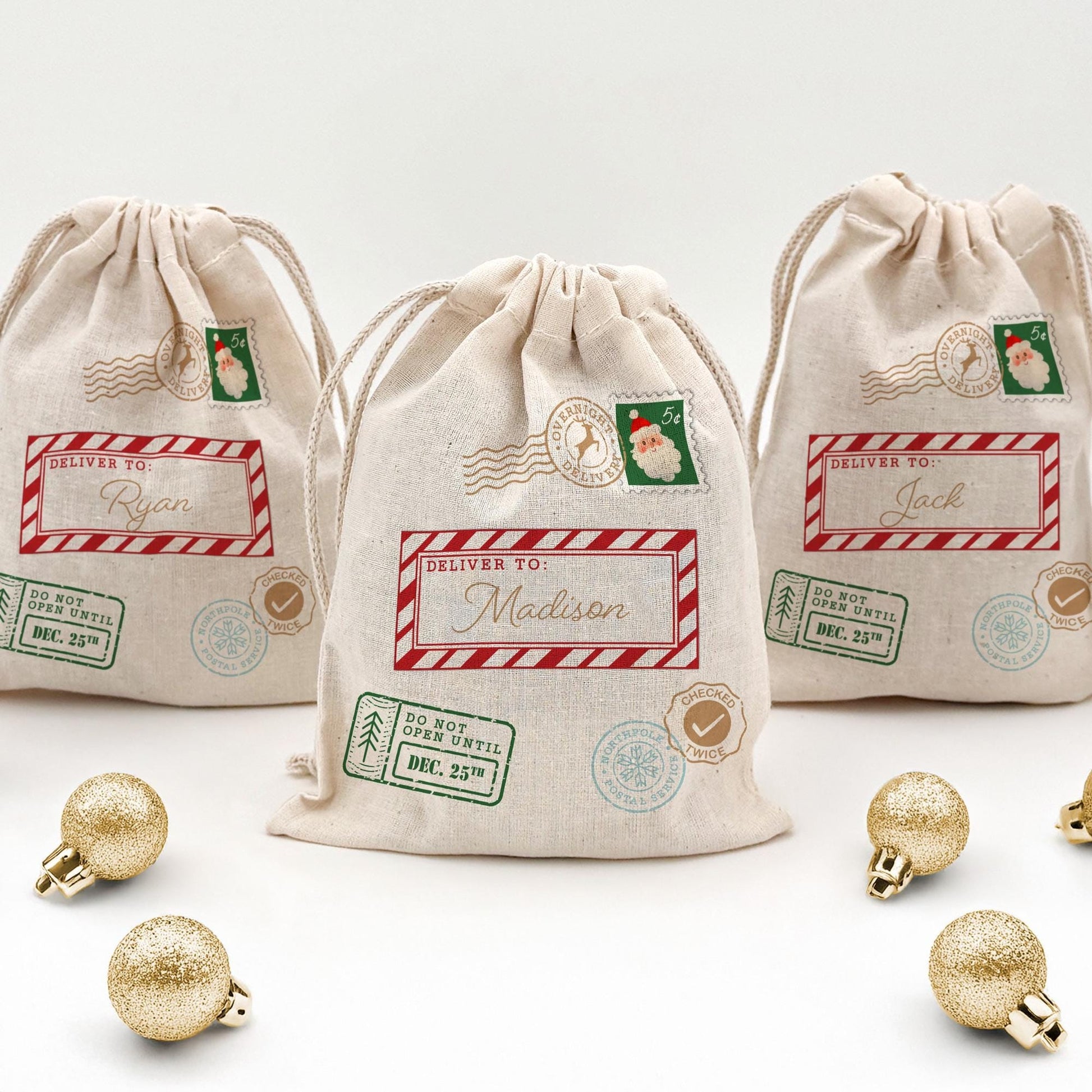 Personalized Santa Sack, Drawstring Christmas Goodie Bag, Special Delivery, Do Not Open Until December 25th, Christmas Gift