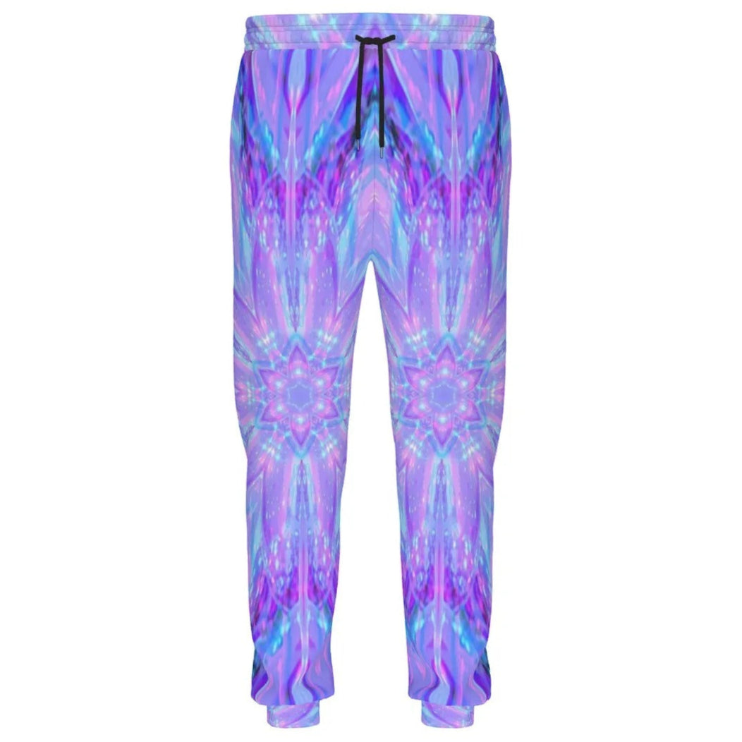 Kaleio Galaxy Joggers, Trippy Psychedelic Mandala Sweatpants, Holographic Space Lounge Pants, Festival Streetwear for Men & Women