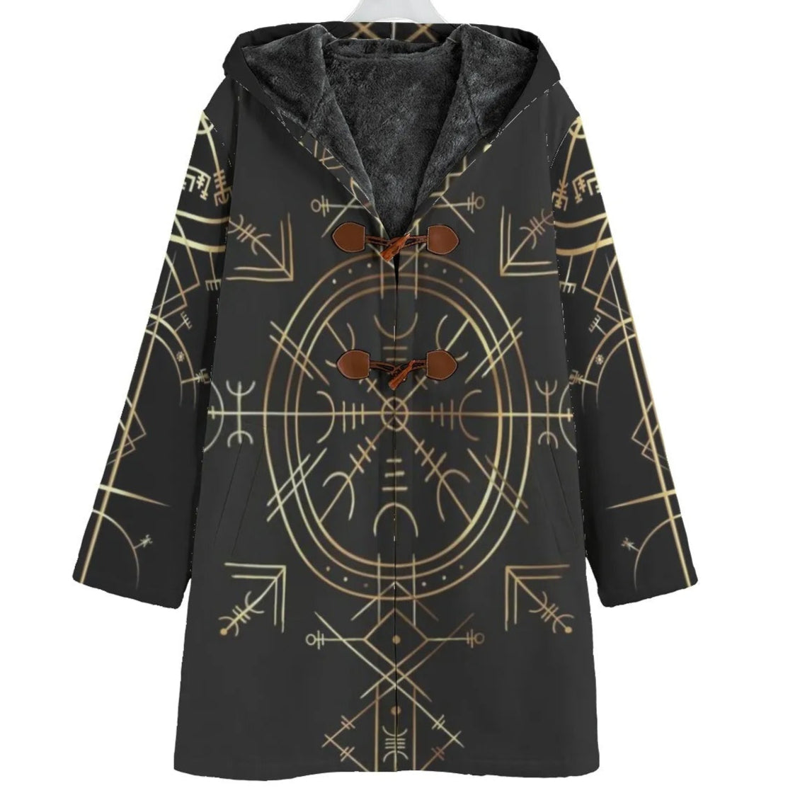 Viking Vegvisir Mysticism Coat, Norse Compass Viking Jacket, Nordic Rune Outerwear, Viking Spiritual Fashion, Sacred Geometry Coat