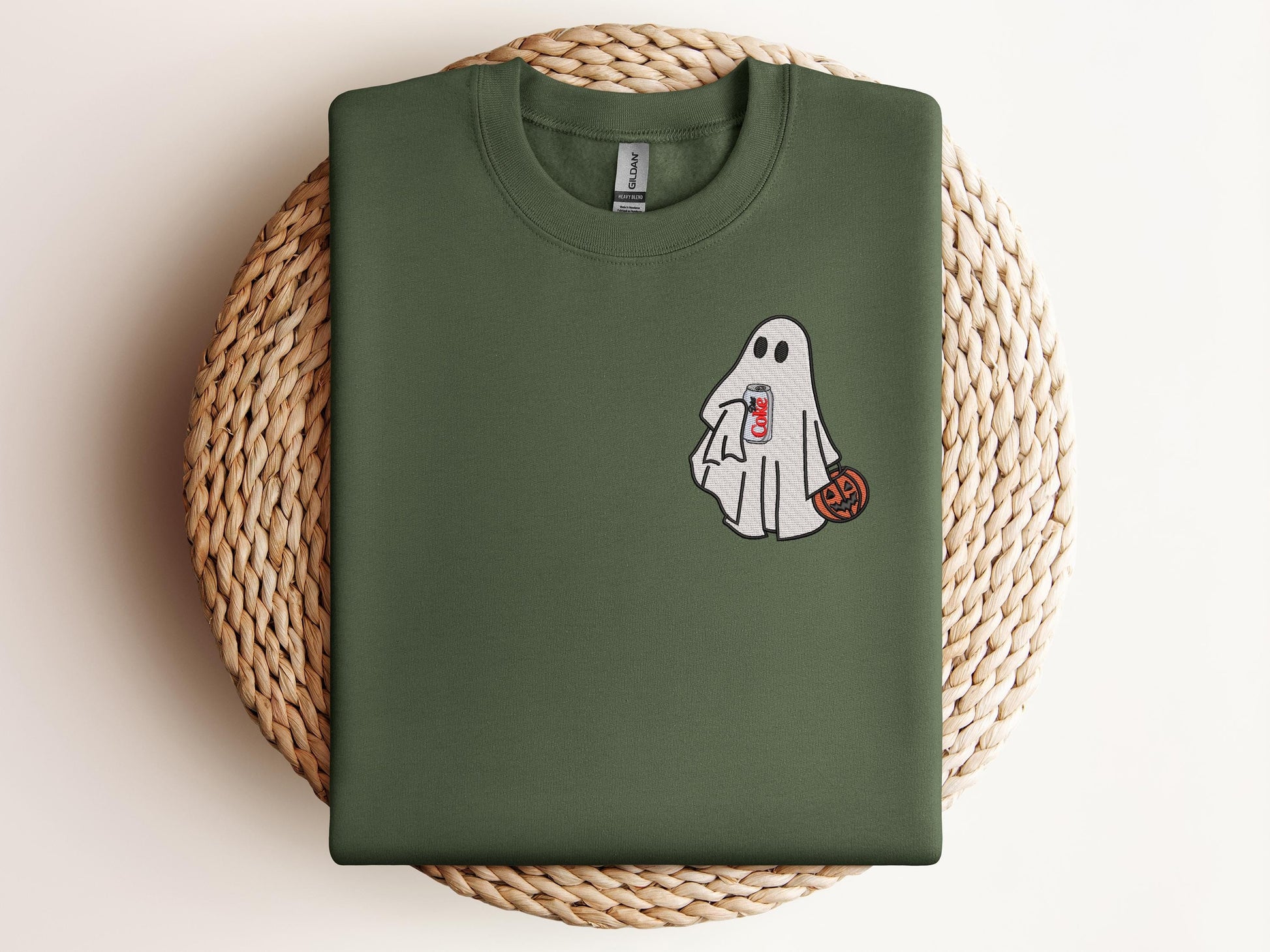 Embroidered Halloween Ghost, Embroidered Ghost Diet Coke, Embroidered Halloween Hoodie, Embroidery Ghost, Ghost Diet Coke, Halloween Diet Coke EBAC02