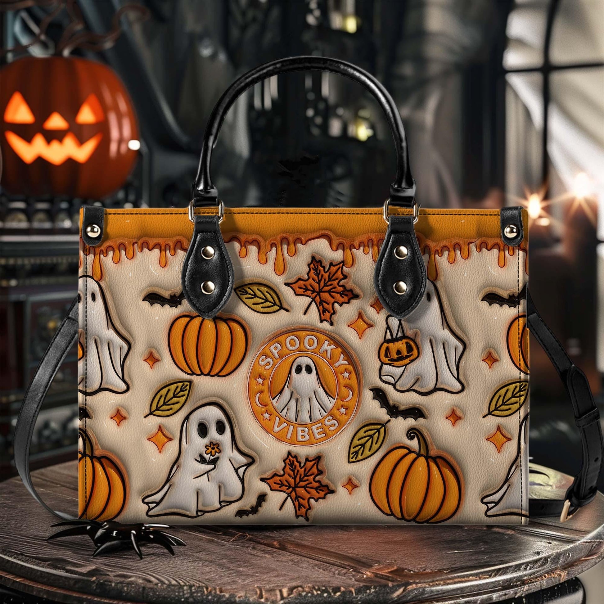 Personalized Funny Ghost Halloween Handbag With Handle, Cute Ghost Bags, Trick Or Treat Halloween Bags, Custom Gifts