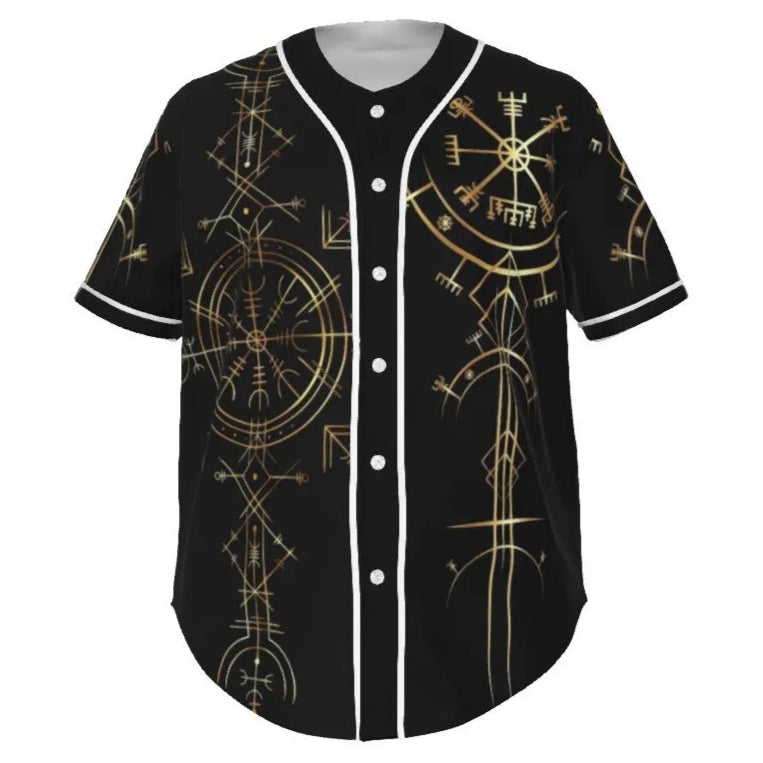 Viking Vegvisir Mysticism Baseball Shirt, Norse Rune Viking Jersey, Nordic Compass Spiritual Top, Viking Sacred Geometry Apparel, Rune Symbol Shirt