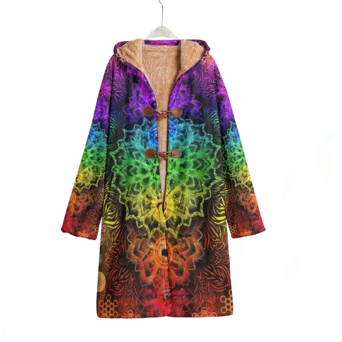 Sacred Chakra Mandala Cloak, Vibrant Rainbow Energy Healing Cloak, Spiritual Energy Symbol, Colorful Sacred Geometry Cloak, Mandala  Cloak