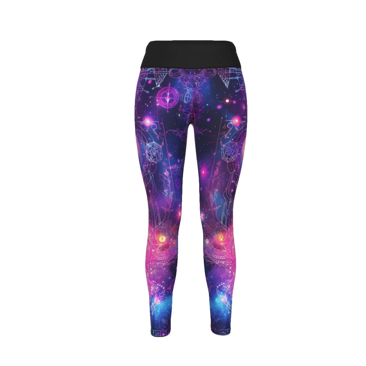 Cosmic Mysticism Leggings, Celestial Portal Energy Leggings, Astral Light Symbol Leggings, Vibrant Metaphysical Galaxy Leggings, Spiritual Geometry Leggings