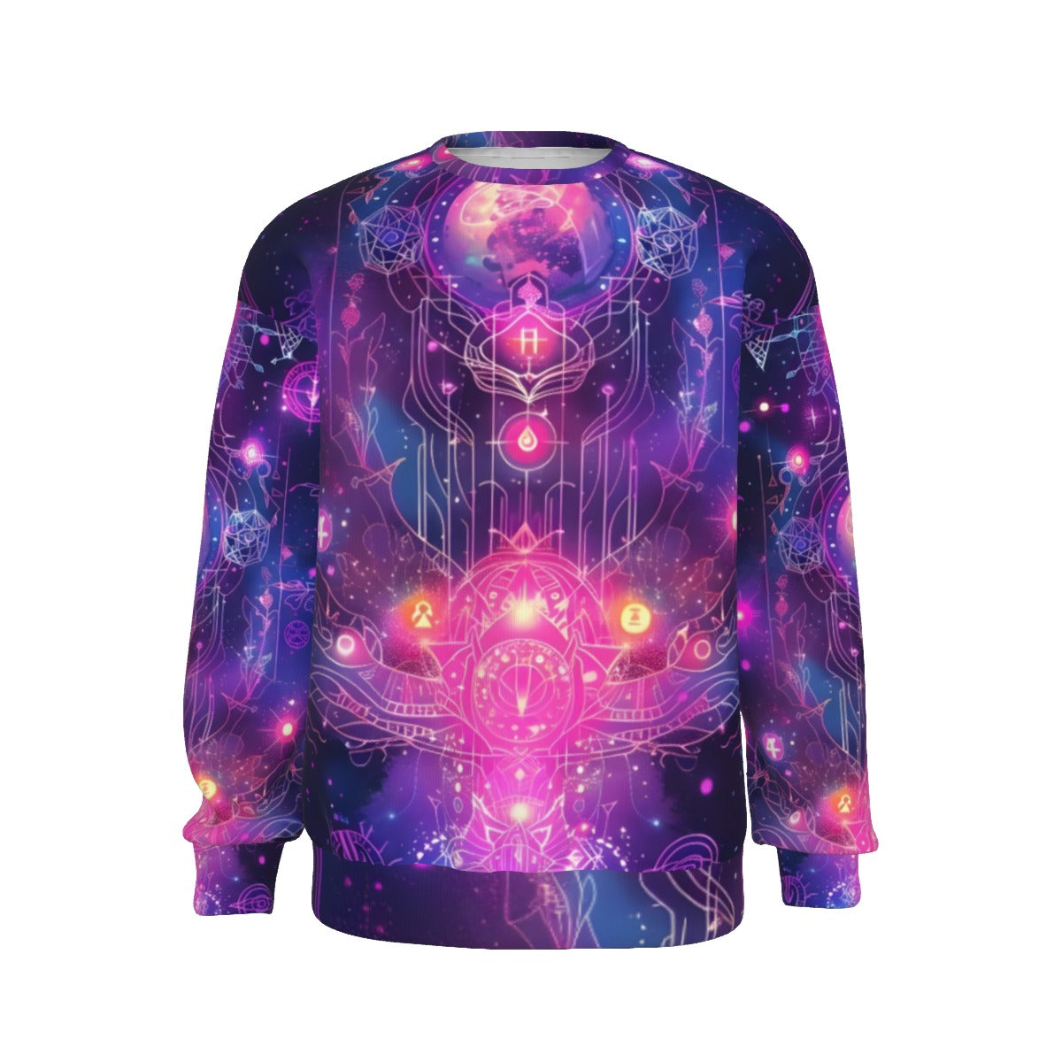 Cosmic Mysticism Sweater, Celestial Portal Energy Sweater, Astral Light Symbol Sweater, Vibrant Metaphysical Galaxy Sweater, Spiritual Geometry Sweater