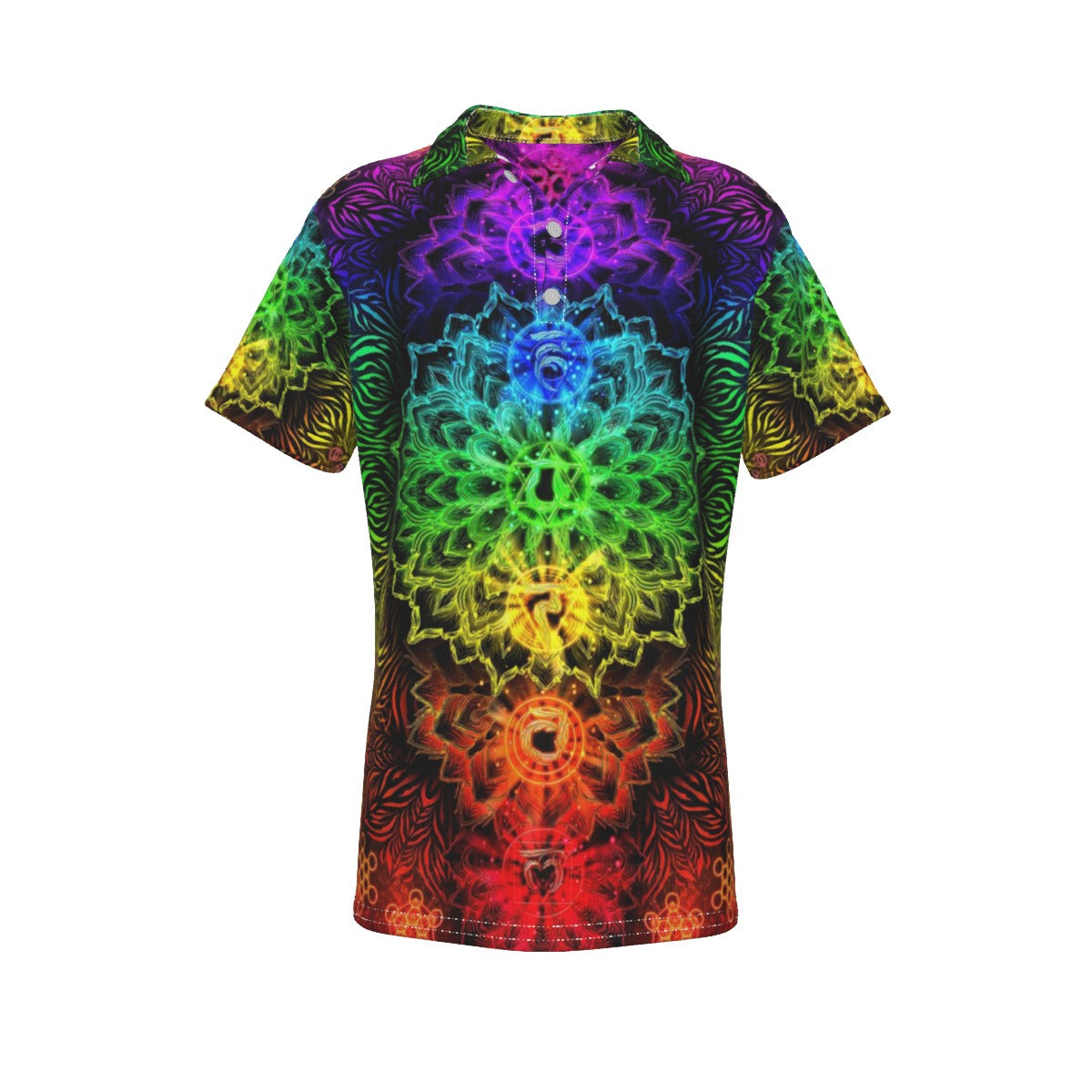 Sacred Chakra Mandala Polo, Vibrant Rainbow Energy Healing Polo, Spiritual Energy Symbol, Colorful Sacred Geometry Polo, Mandala Polo
