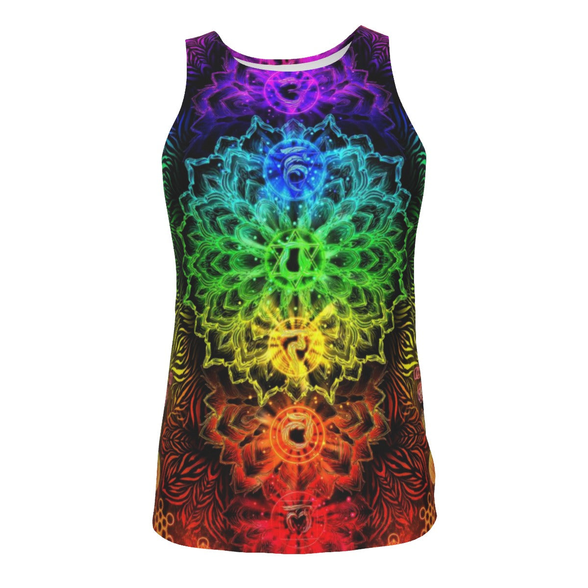 Sacred Chakra Mandala Men's Tank Top, Vibrant Rainbow Energy Healing Men's Tank Top, Spiritual Energy Symbol, Colorful Sacred Geometry Men's Tank Top, Mandala Men's Tank Top