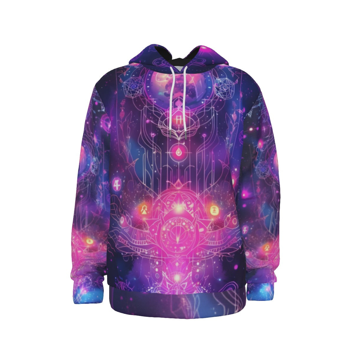 Cosmic Mysticism Hoodie, Celestial Portal Energy Hoodie, Astral Light Symbol Hoodie, Vibrant Metaphysical Galaxy Hoodie, Spiritual Geometry Hoodie