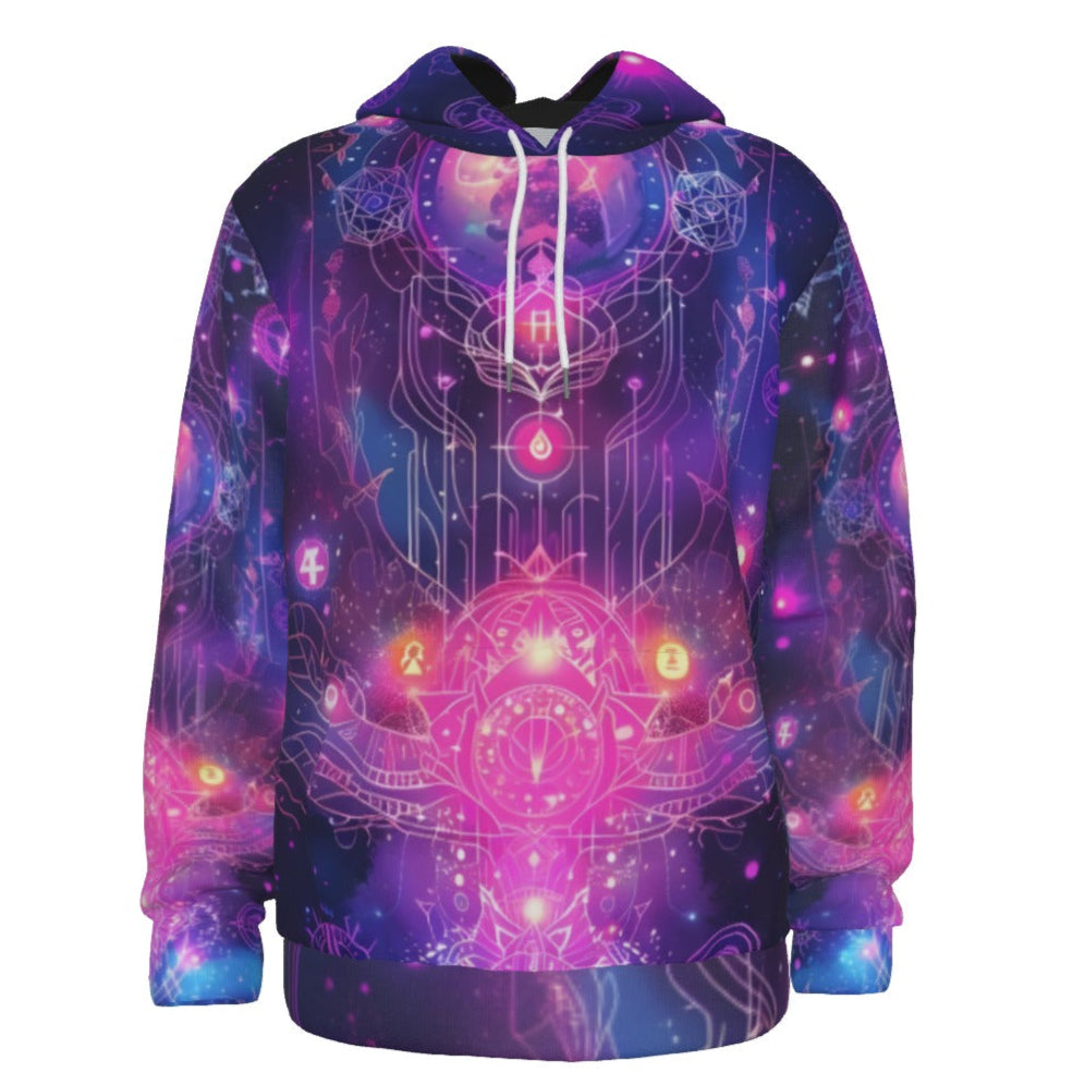 Cosmic Mysticism Hoodie, Celestial Portal Energy Hoodie, Astral Light Symbol Hoodie, Vibrant Metaphysical Galaxy Hoodie, Spiritual Geometry Hoodie