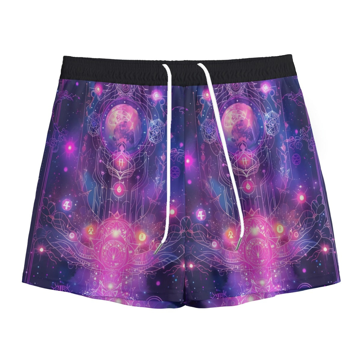 Cosmic Mysticism Men's Shorts, Celestial Portal Energy Men's Shorts, Astral Light Symbol Shorts, Vibrant Metaphysical Shorts, Spiritual Geometry Shorts
