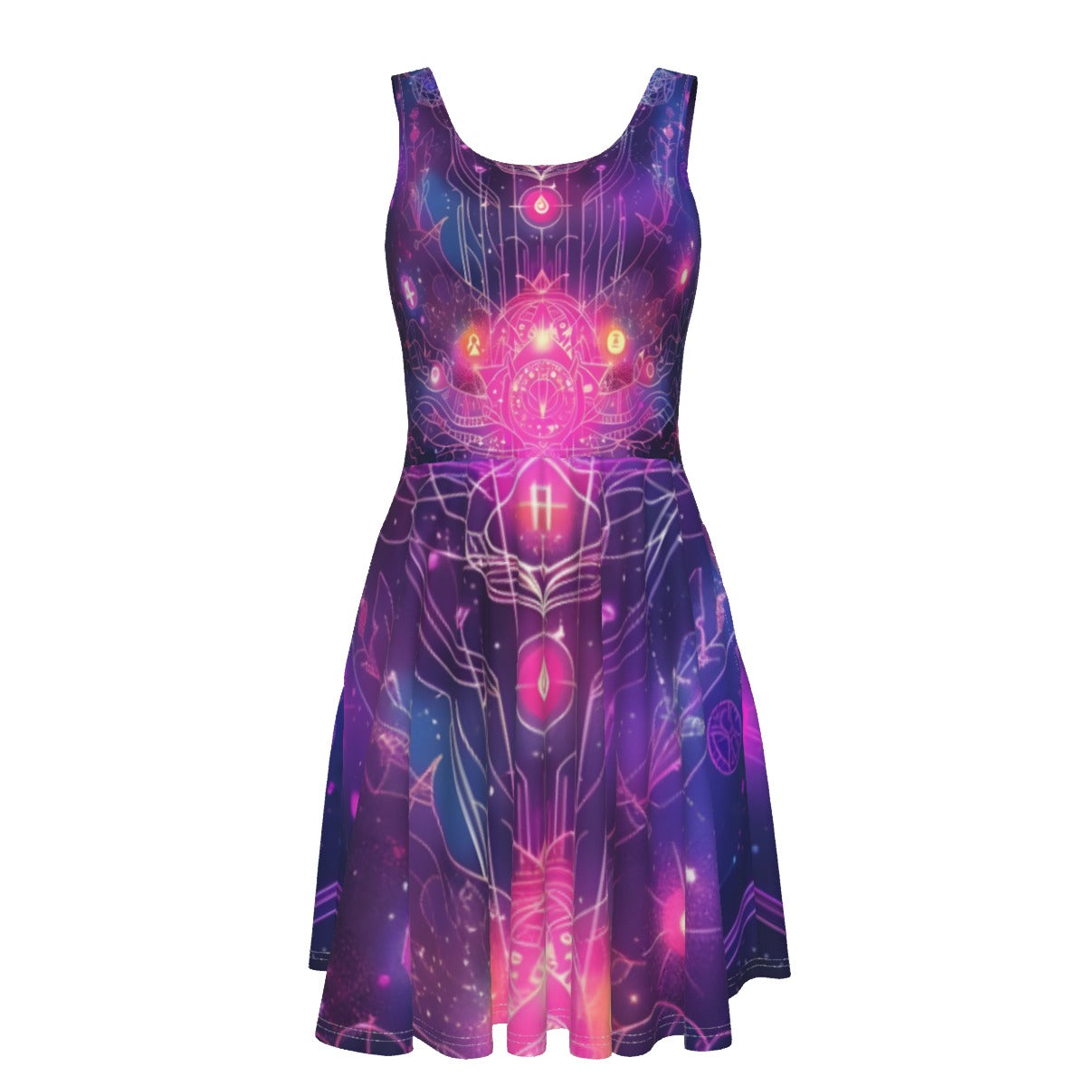 Cosmic Mysticism Women's Tank Vest Dress , Celestial Portal Energy Tank Dress, Astral Light Symbol Tank Dress, Vibrant Metaphysical Galaxy Tank Dress, Spiritual Geometry Tank Dress