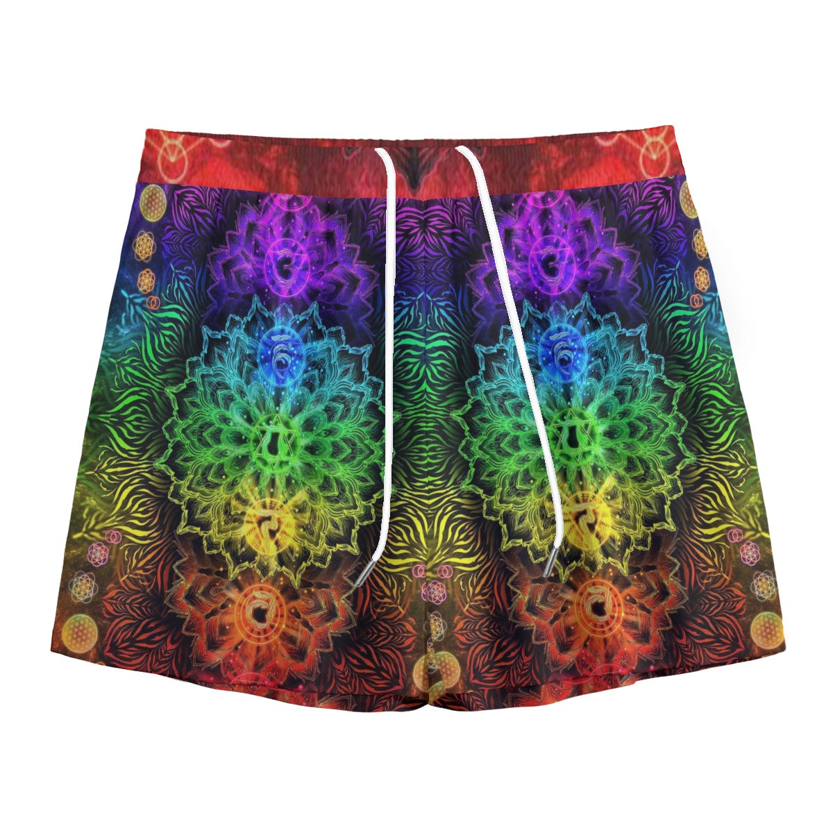 Sacred Chakra Mandala Men's Shorts, Vibrant Rainbow Energy Healing Men's Shorts, Spiritual Energy Symbol, Colorful Sacred Geometry Men's Shorts, Mandala Men's Shorts