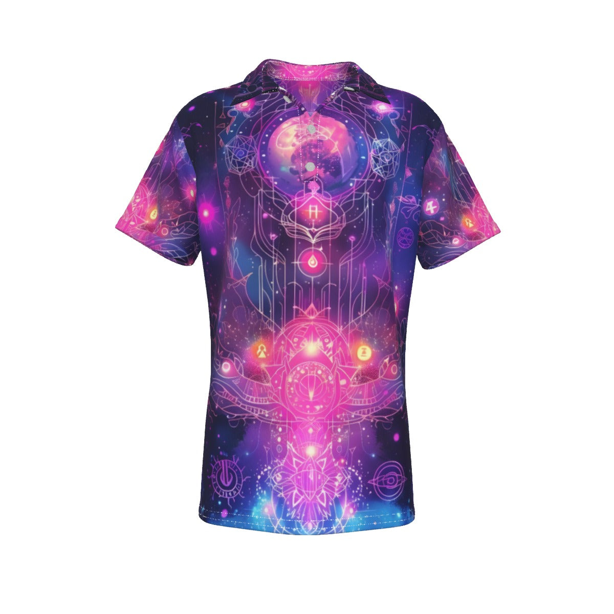 Cosmic Mysticism Polo, Celestial Portal Energy Polo, Astral Light Symbol Polo, Vibrant Metaphysical Galaxy Polo, Spiritual Geometry Polo