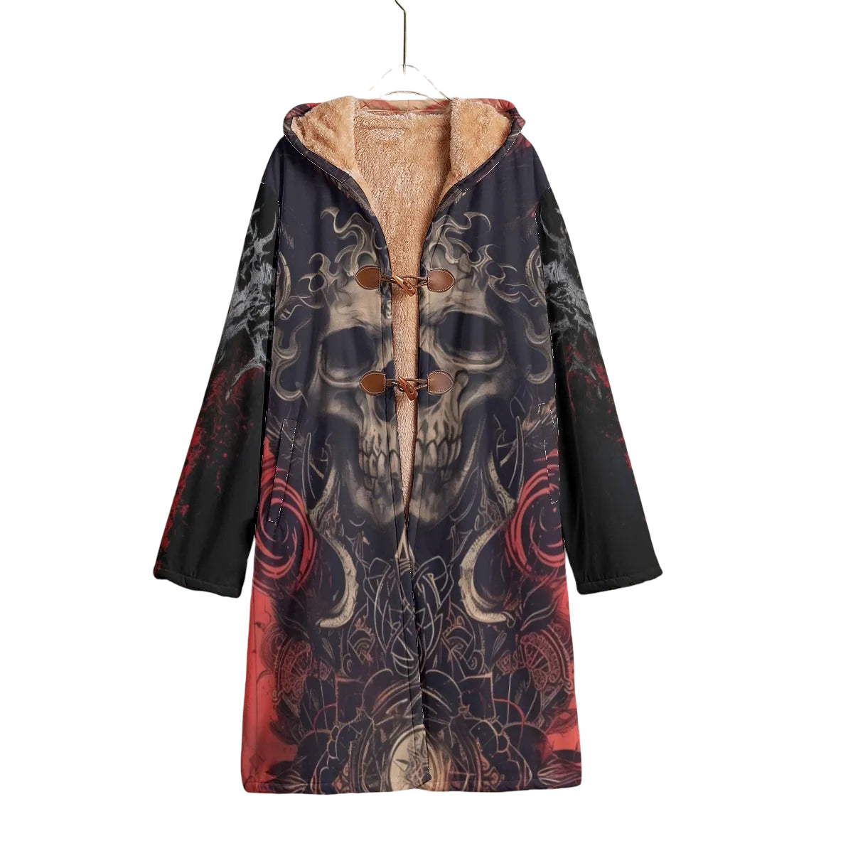 Infernal Mandala Halloween Skull Cloak, Gothic Occult Hooded Cape, Dark Mandala Spooky Costume
