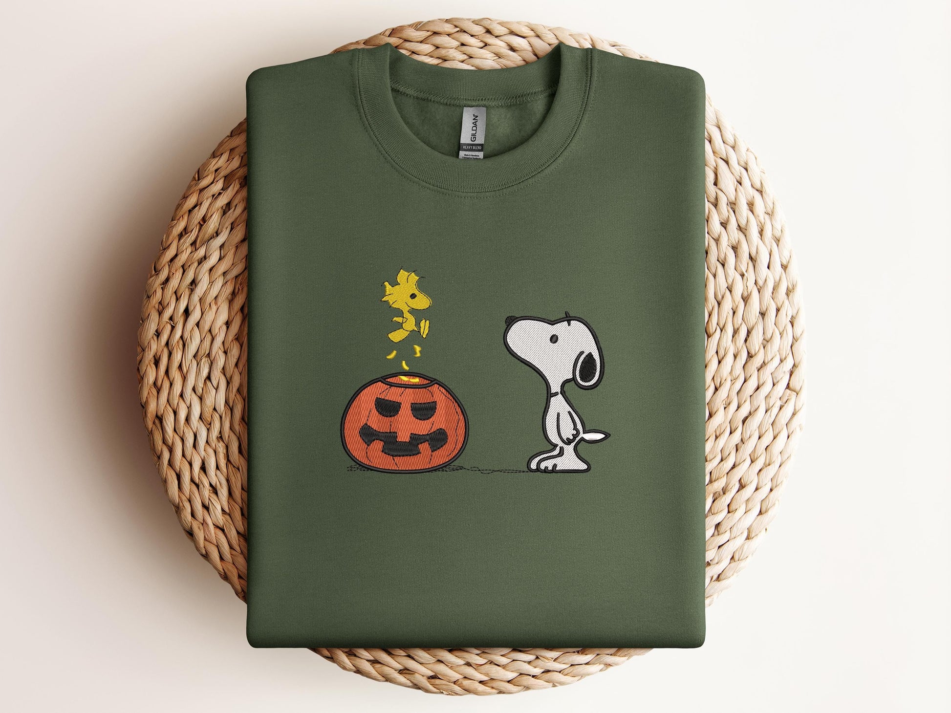 Embroidered Halloween Dog Sweatshirt, Embroidered Dog Shirt, Embroidered Halloween Hoodie, Embroidery Dog ,Dog and Bird Shirt, Halloween Gift EBAC01