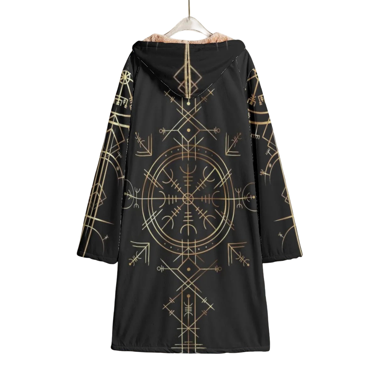 Viking Vegvisir Mysticism Cloak, Norse Rune Viking Cape, Nordic Compass Hooded Cloak, Viking Spiritual Festival Wear, Sacred Geometry Cloak