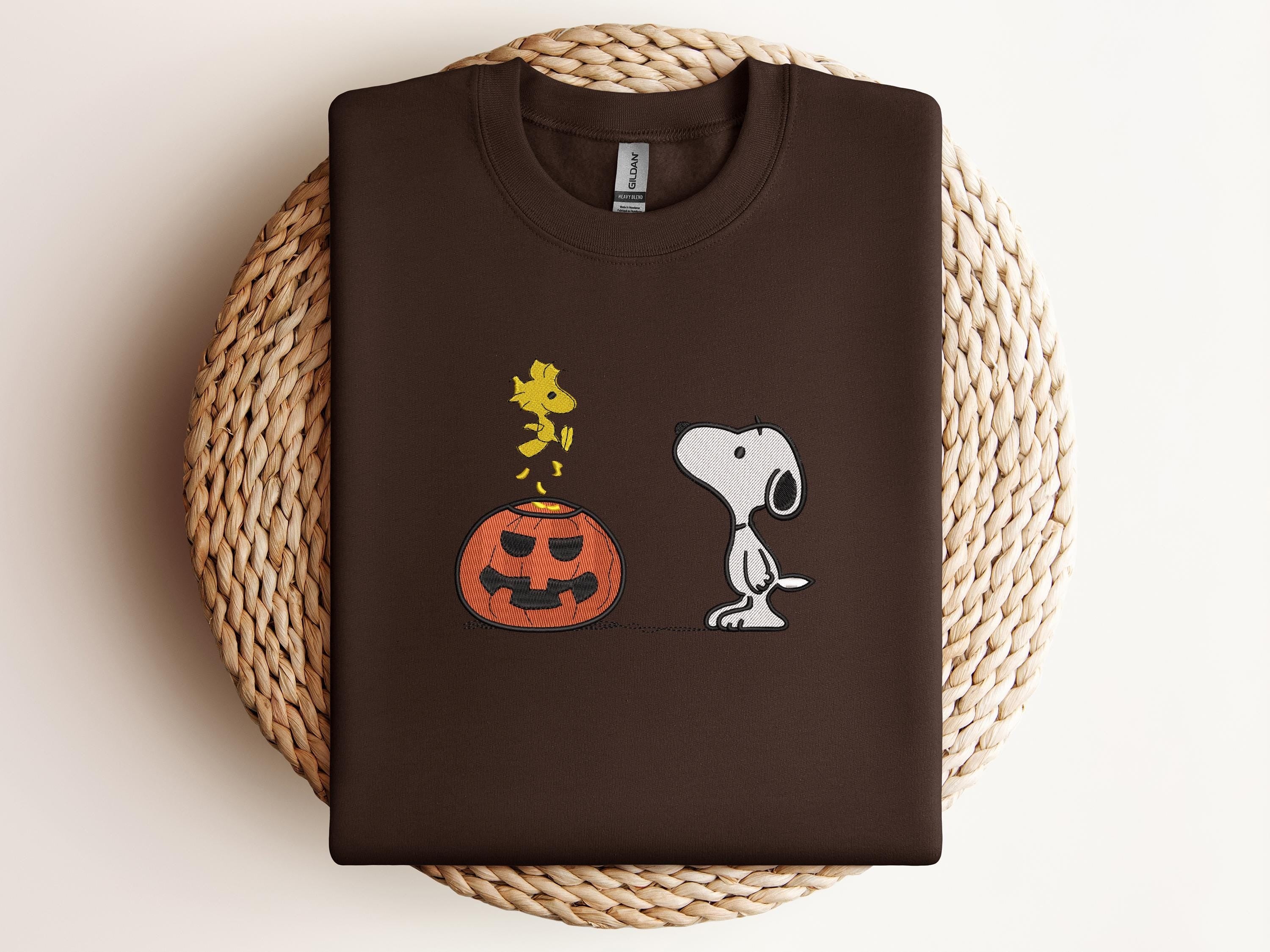 Embroidered Halloween Dog Sweatshirt, Embroidered Dog Shirt, Embroidered Halloween Hoodie, Embroidery Dog ,Dog and Bird Shirt, Halloween Gift EBAC01