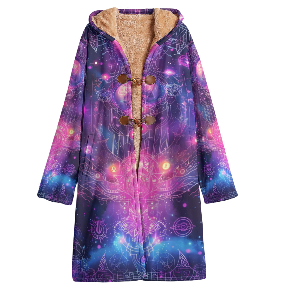 Cosmic Mysticism Cloak, Celestial Portal Energy Cloak, Astral Light Symbol Cloak, Vibrant Metaphysical Galaxy Cloak, Spiritual Geometry Cloak