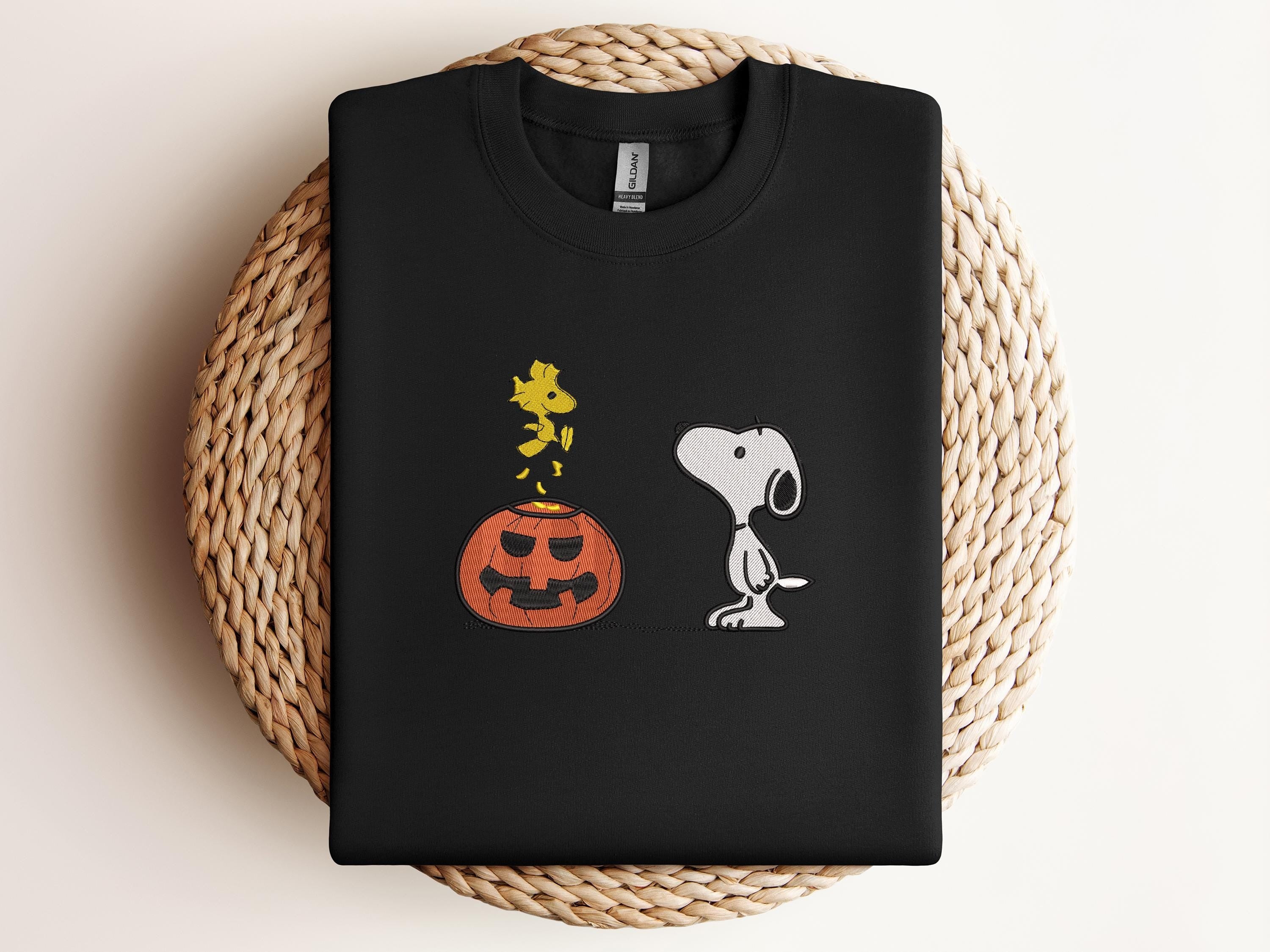 Embroidered Halloween Dog Sweatshirt, Embroidered Dog Shirt, Embroidered Halloween Hoodie, Embroidery Dog ,Dog and Bird Shirt, Halloween Gift EBAC01