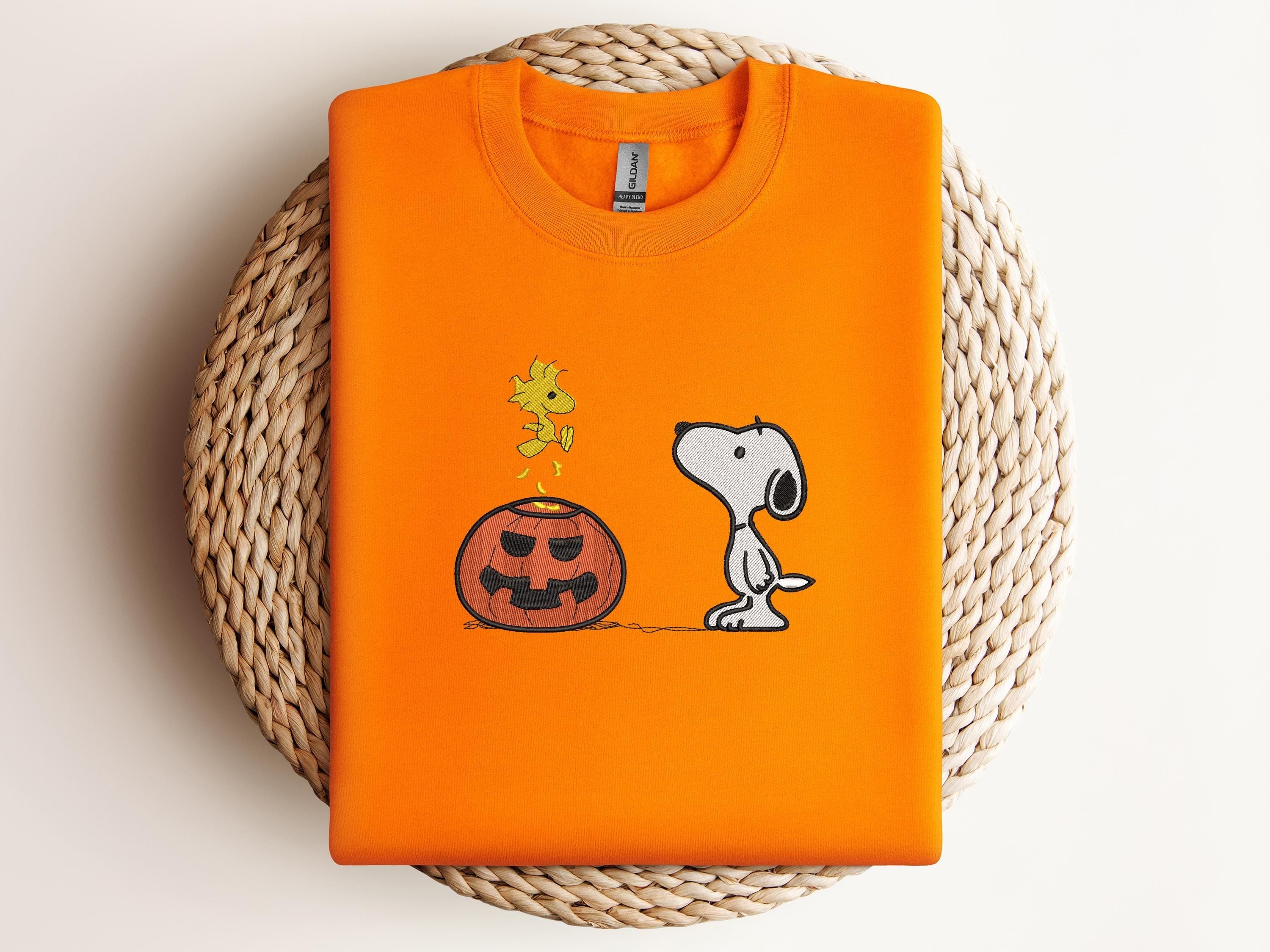 Embroidered Halloween Dog Sweatshirt, Embroidered Dog Shirt, Embroidered Halloween Hoodie, Embroidery Dog ,Dog and Bird Shirt, Halloween Gift EBAC01