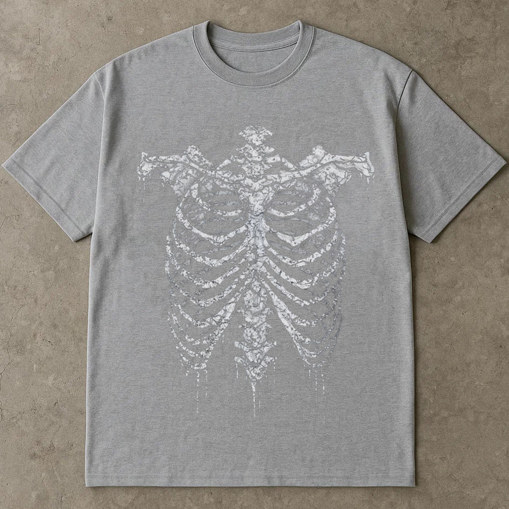 Skeleton Rib Vintage Graphic Custom T Shirt, Halloween Tee Shirt, Retro Skeleton Gothic Tee, 90s Dark Art Horror Shirt, Halloween Costume Ideas Shirt