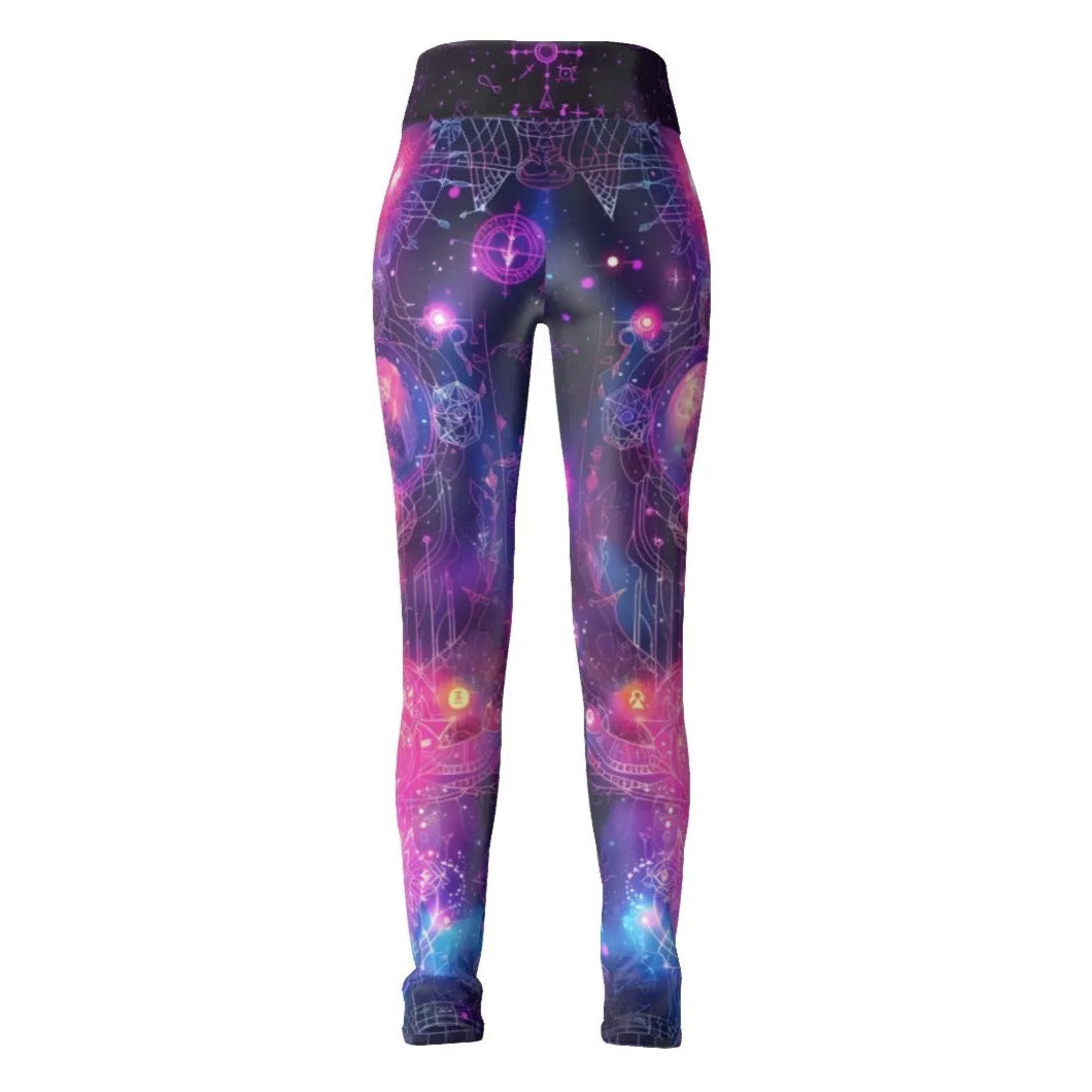 Cosmic Mysticism Leggings, Celestial Portal Energy Leggings, Astral Light Symbol Leggings, Vibrant Metaphysical Galaxy Leggings, Spiritual Geometry Leggings