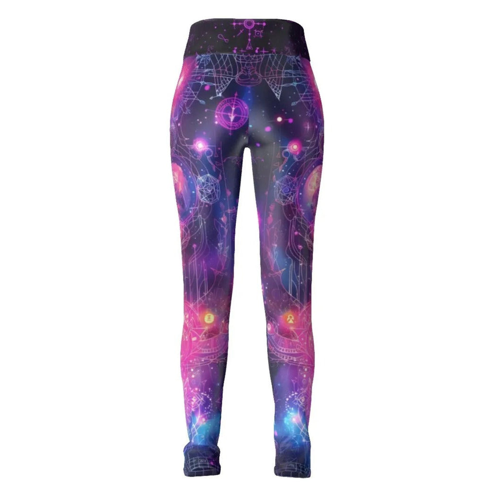 Cosmic Mysticism Leggings, Celestial Portal Energy Leggings, Astral Light Symbol Leggings, Vibrant Metaphysical Galaxy Leggings, Spiritual Geometry Leggings