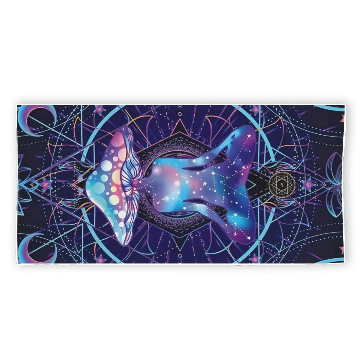 Mystic Mushroom Awakening Beach Towel, Psychedelic Spiritual Towel, Cosmic Mushroom Bath Towel, Visionary Art Festival Accessory, Boho Mystic Style