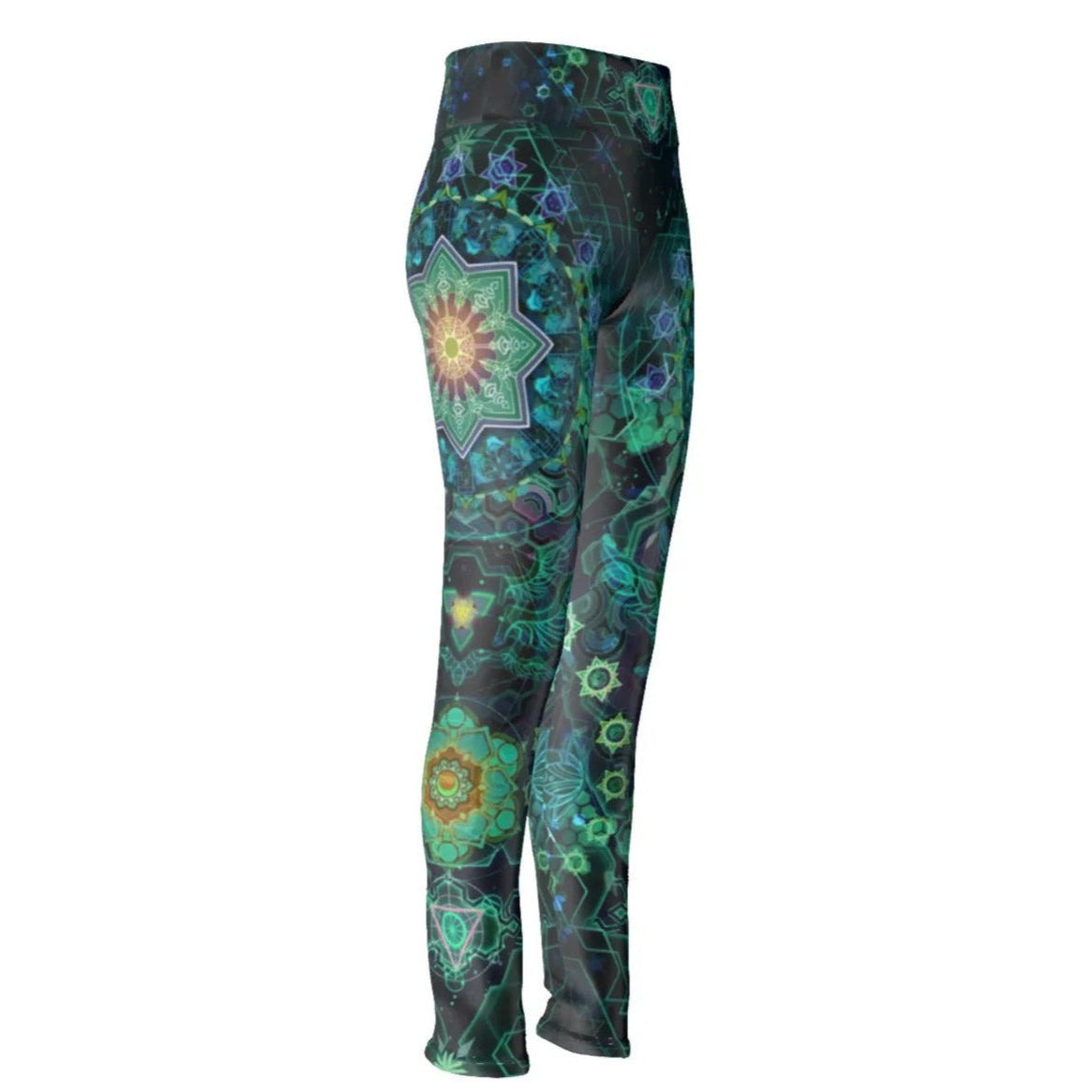 Yantric Geometry Leggings, Sacred Mandala Energy Leggings, Mystic Geometric Light Leggings, Vibrant Spiritual Pattern Leggings, Celestial Yantra Leggings