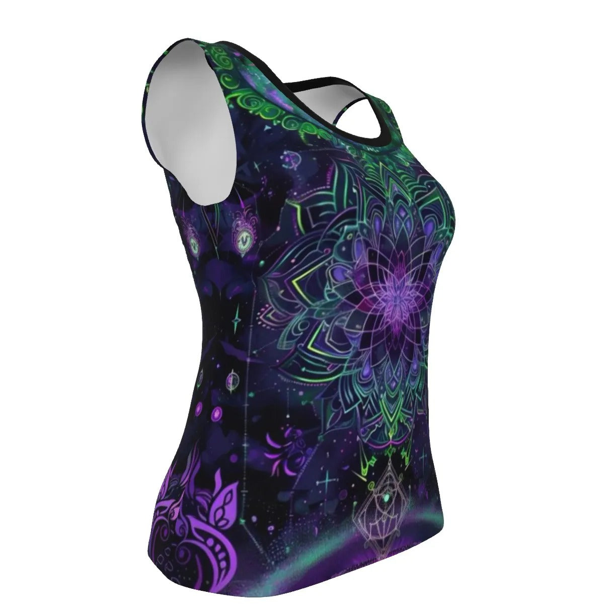 Women’s  Mystic Aesthetic Tank Top, Psychedelic Print, Festival Wear, Boho Style, Vibrant Colors, Yoga Top, Summer Activewear