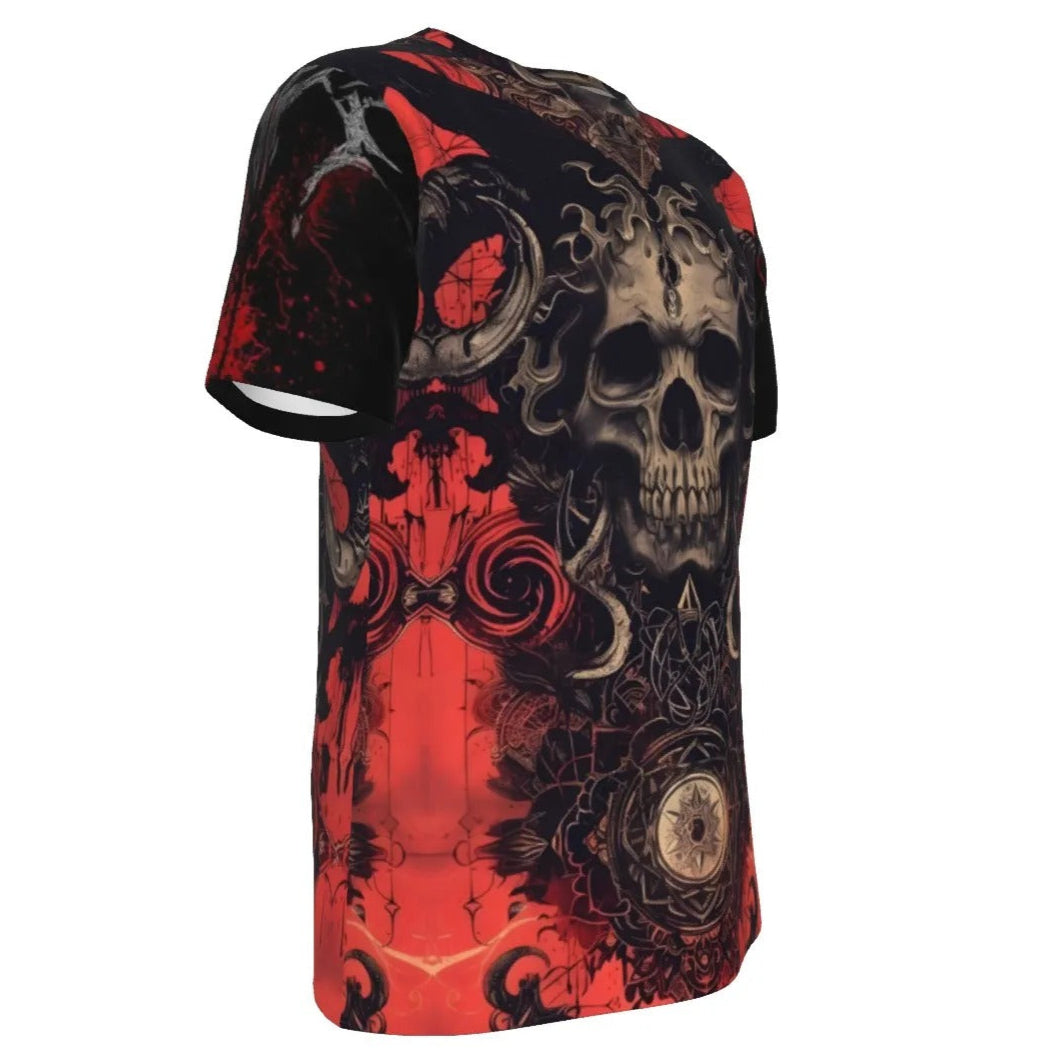 Infernal Mandala Halloween Costume Ideas Skull T-Shirt, Custom T Shirts, Gothic Horror Tee, Dark Mandala Art Shirt, Occult Spooky Top