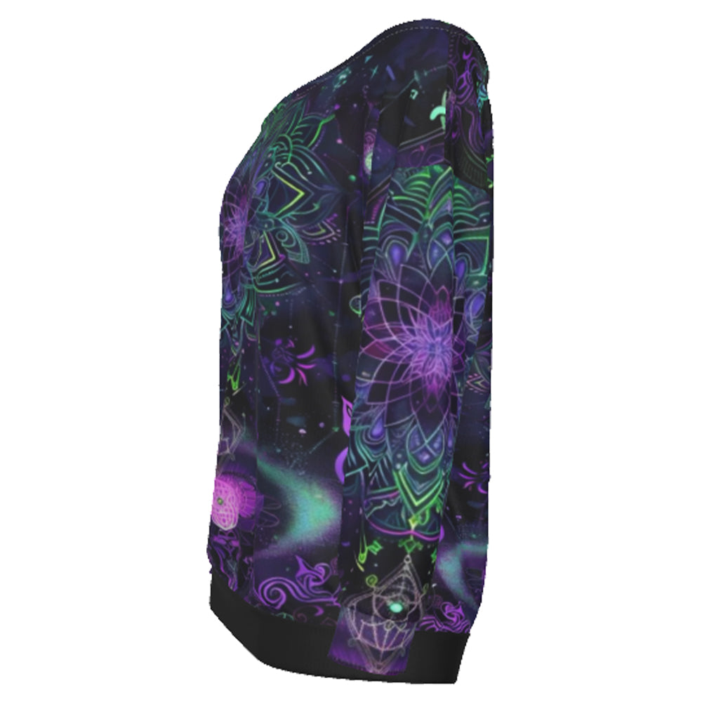 Mystic Aesthetic Off-Shoulder Shirt, Mystic Mandala Shirt, Cosmic Tarot Off-Shoulder Shirt, Sacred Geometry Shirt, Trippy Psychedelic Shirt, Spiritual Festival Wear