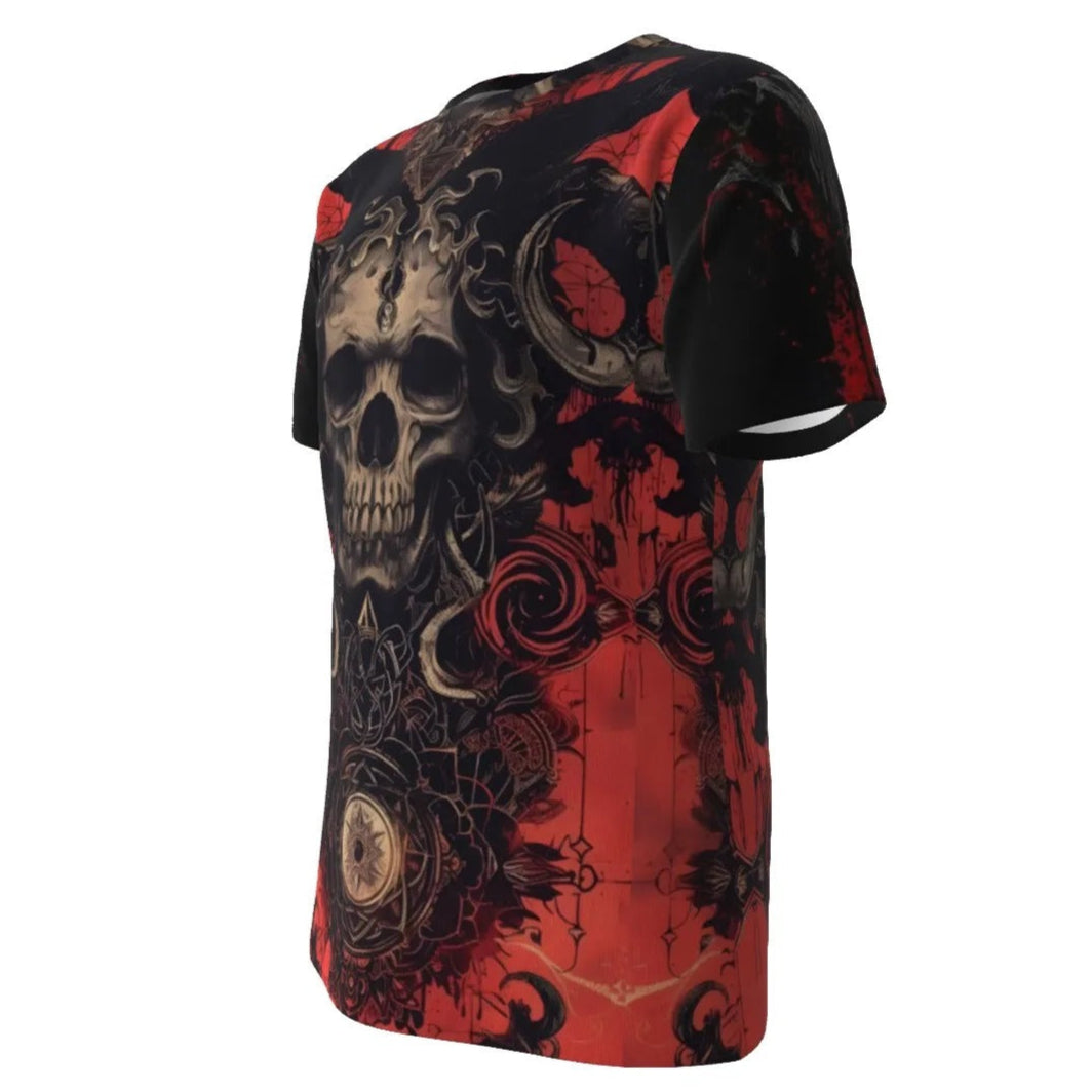 Infernal Mandala Halloween Costume Ideas Skull T-Shirt, Custom T Shirts, Gothic Horror Tee, Dark Mandala Art Shirt, Occult Spooky Top