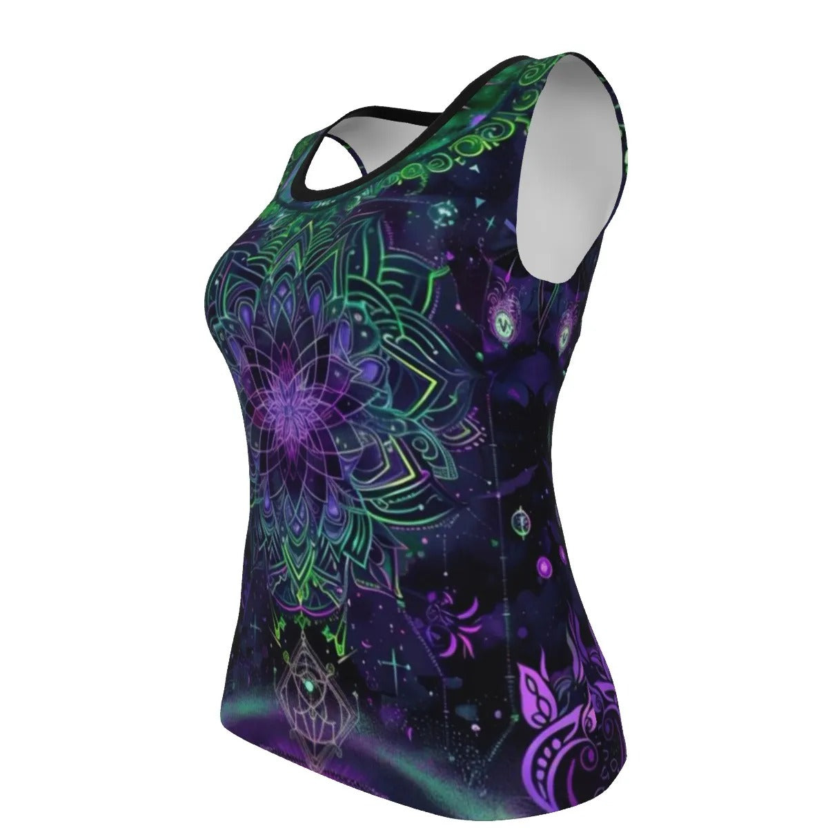 Women’s  Mystic Aesthetic Tank Top, Psychedelic Print, Festival Wear, Boho Style, Vibrant Colors, Yoga Top, Summer Activewear