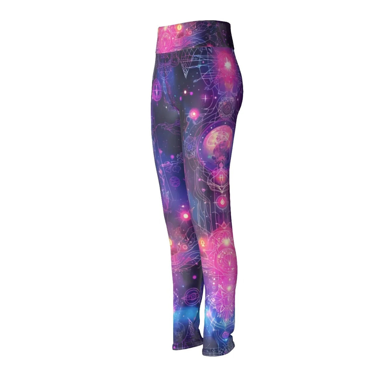 Cosmic Mysticism Leggings, Celestial Portal Energy Leggings, Astral Light Symbol Leggings, Vibrant Metaphysical Galaxy Leggings, Spiritual Geometry Leggings