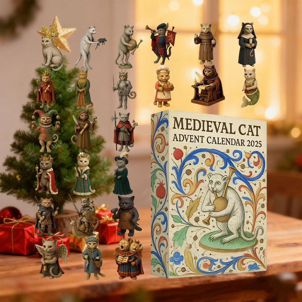 Medieval Cat Advent Calendar 2025, Renaissance Style Collectible Figures, 24 Days Fantasy Holiday Gift