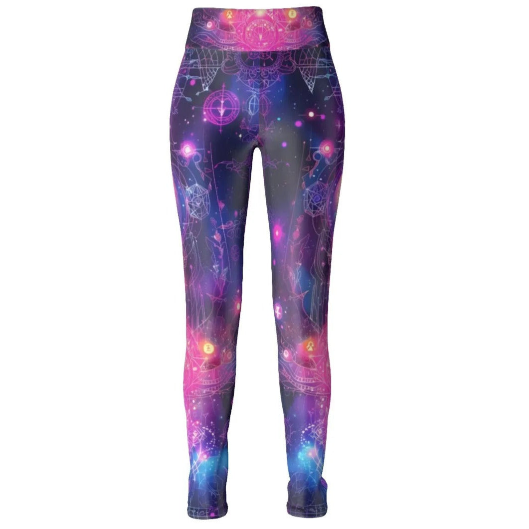 Cosmic Mysticism Leggings, Celestial Portal Energy Leggings, Astral Light Symbol Leggings, Vibrant Metaphysical Galaxy Leggings, Spiritual Geometry Leggings