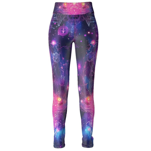Cosmic Mysticism Leggings, Celestial Portal Energy Leggings, Astral Light Symbol Leggings, Vibrant Metaphysical Galaxy Leggings, Spiritual Geometry Leggings