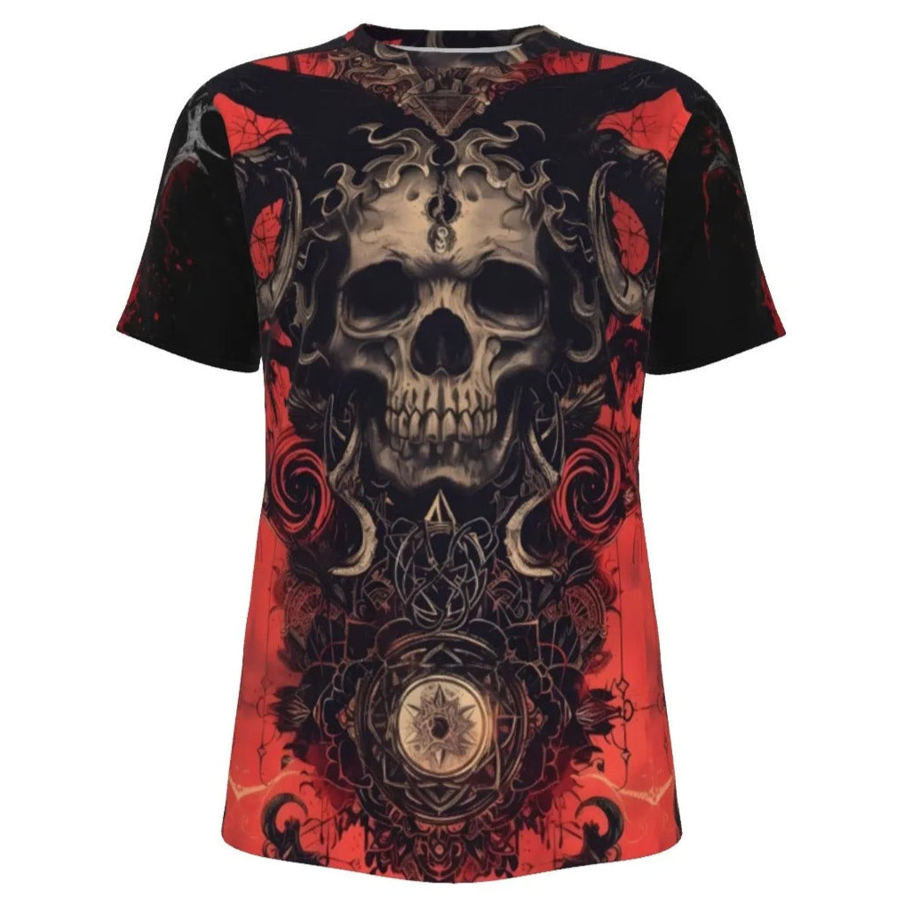 Infernal Mandala Halloween Costume Ideas Skull T-Shirt, Custom T Shirts, Gothic Horror Tee, Dark Mandala Art Shirt, Occult Spooky Top