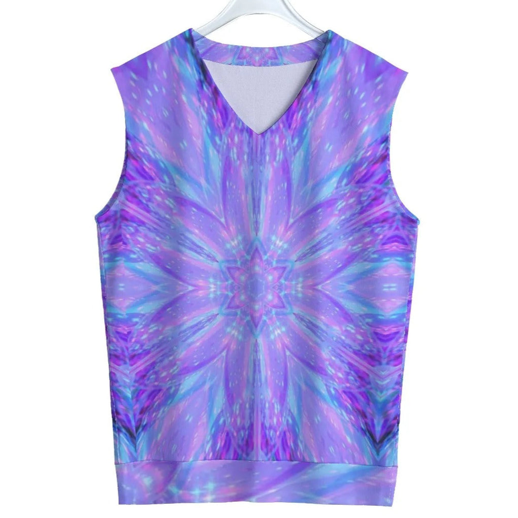 Kaleio Galaxy Tank Top, Trippy Psychedelic Space Shirt, Holographic Mandala Festival Wear, Cosmic Rave Sleeveless Top