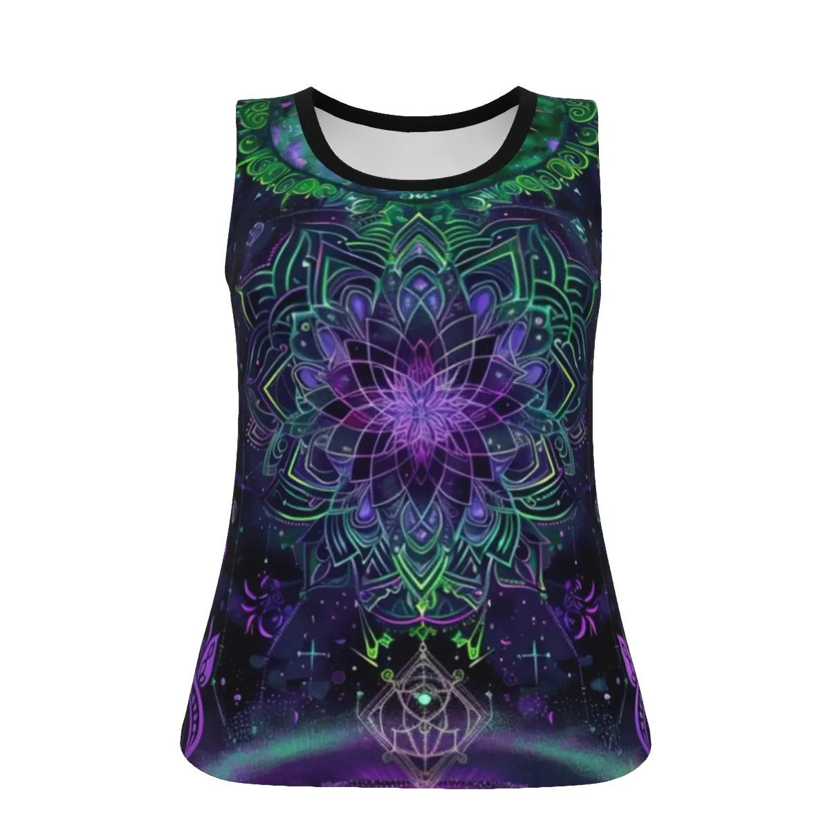 Women’s  Mystic Aesthetic Tank Top, Psychedelic Print, Festival Wear, Boho Style, Vibrant Colors, Yoga Top, Summer Activewear