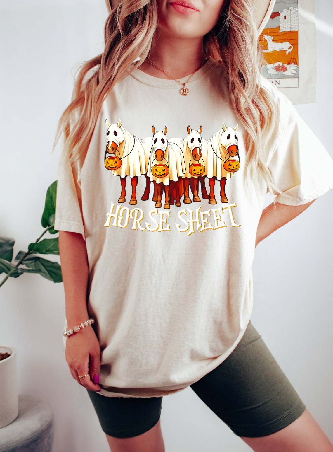 Funny Halloween Horse Shirt, Horse Sheet Costume Tee, Ghost Horse Pumpkin Shirt, Spooky Season Equestrian Gift, Horse Lover Shirt