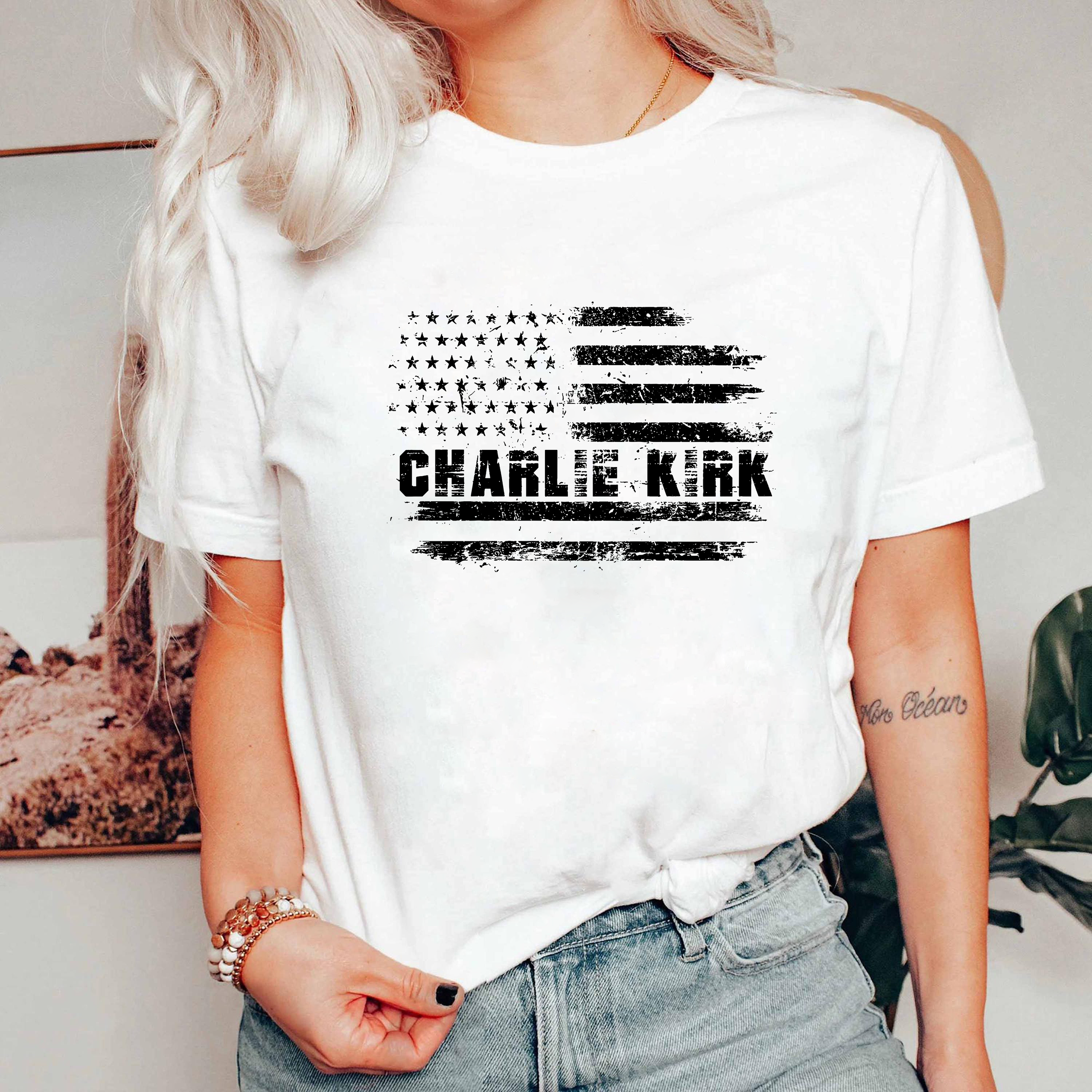 Charlie Kirk USA Flag Shirt, Distressed American Flag Patriot Tee, Conservative Freedom Political TShirt, Liberty Top