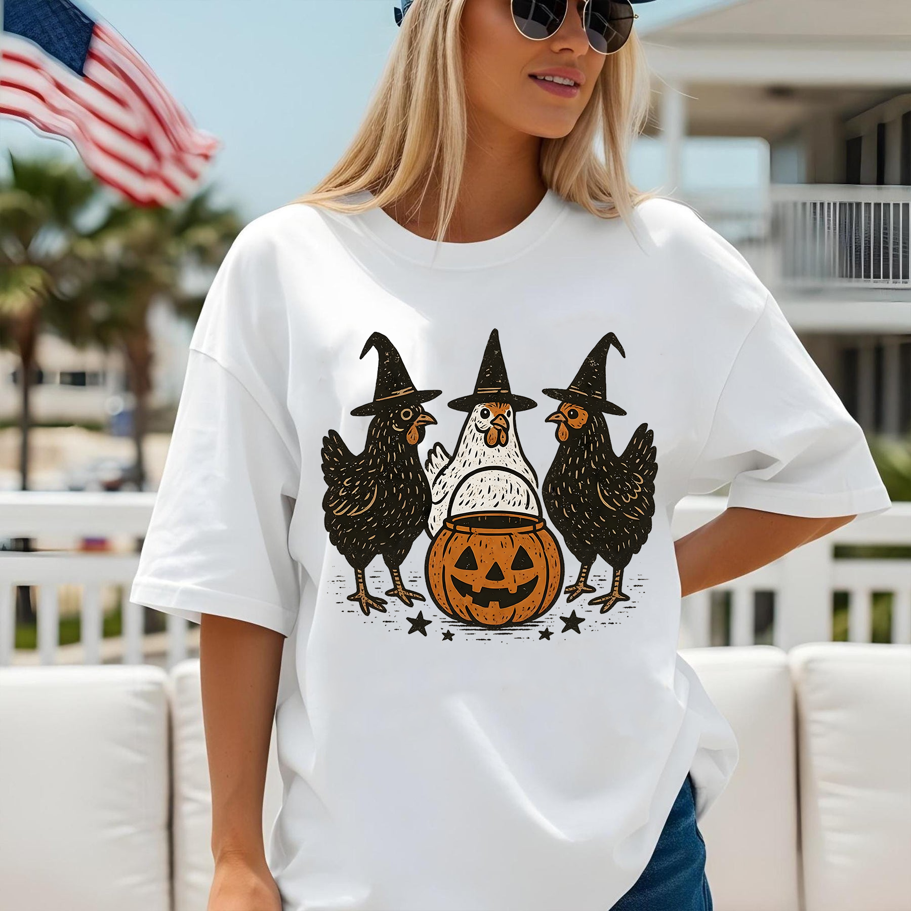 Pumpkin Chicken PNG, Fall Retro Halloween PNG, Thanksgiving Turkey Witch Clipart, Chick or Treat Sublimation Design, Spooky Season Vintage Shirt PNG
